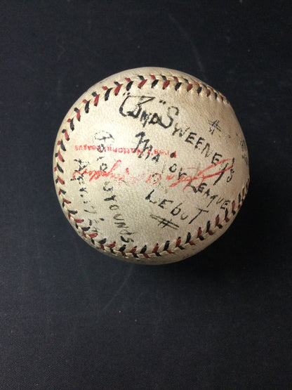 1924 Signed Game Used Umpire Spalding Baseball Ernie Quigley HOF, Bob Hart (d.1937) Bud Sweeney Debut