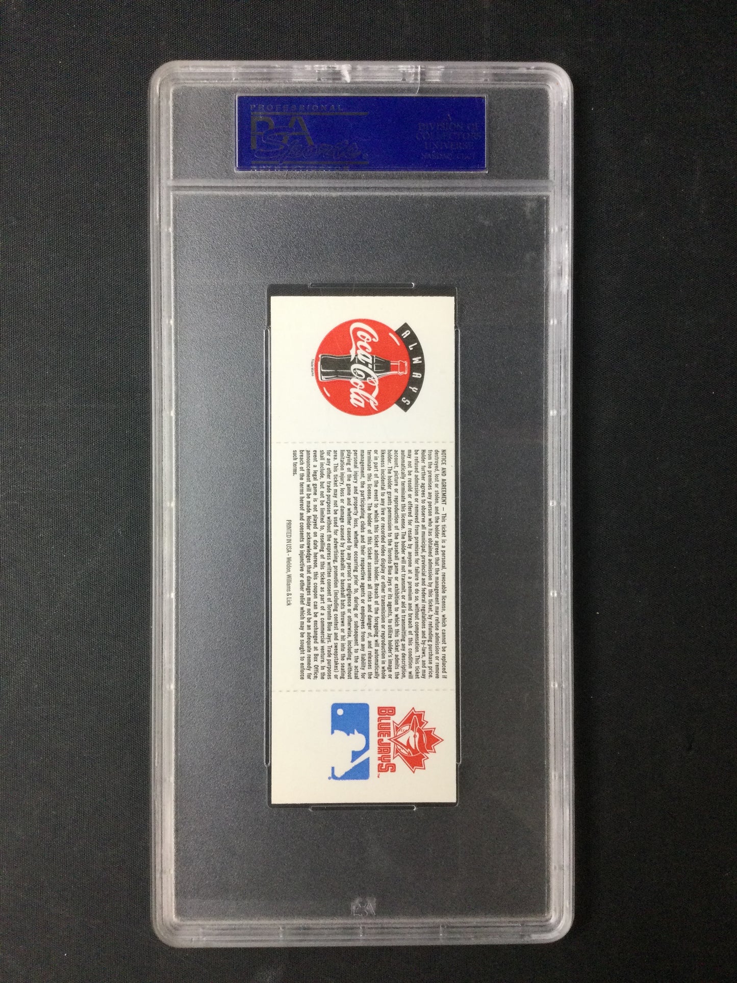 Roger Clemens 3,000 Strikeout Ticket 1998 Blue Jays Game PSA 8