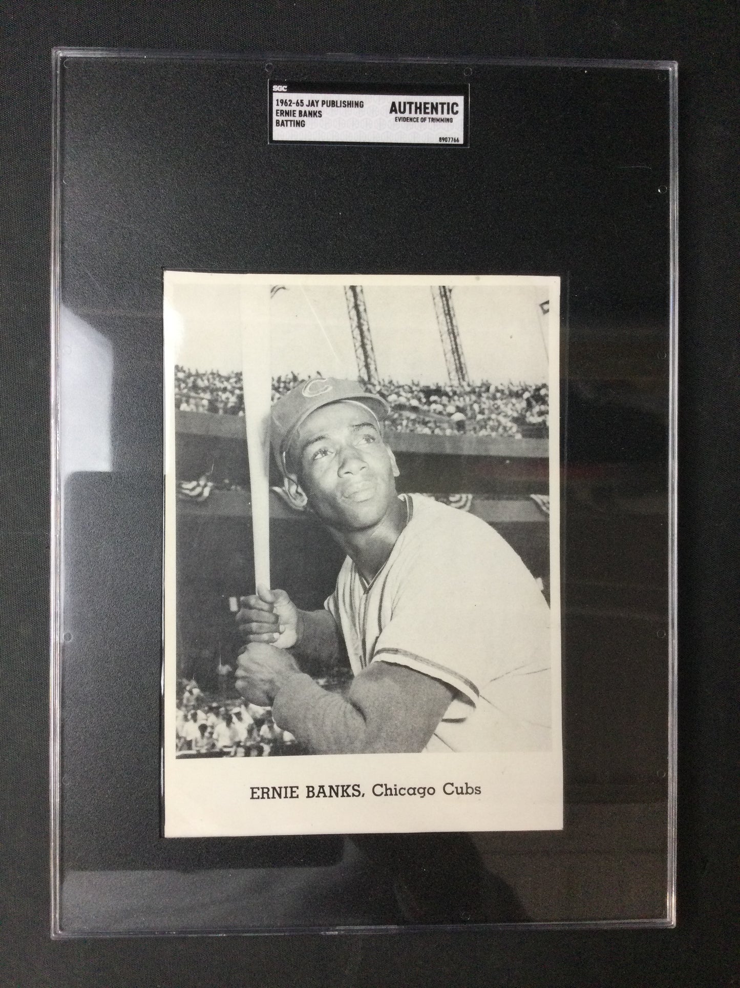 Ernie Banks Jay Publishing 1962 Chicago Cubs "Batting" SGC Over-Size Slab