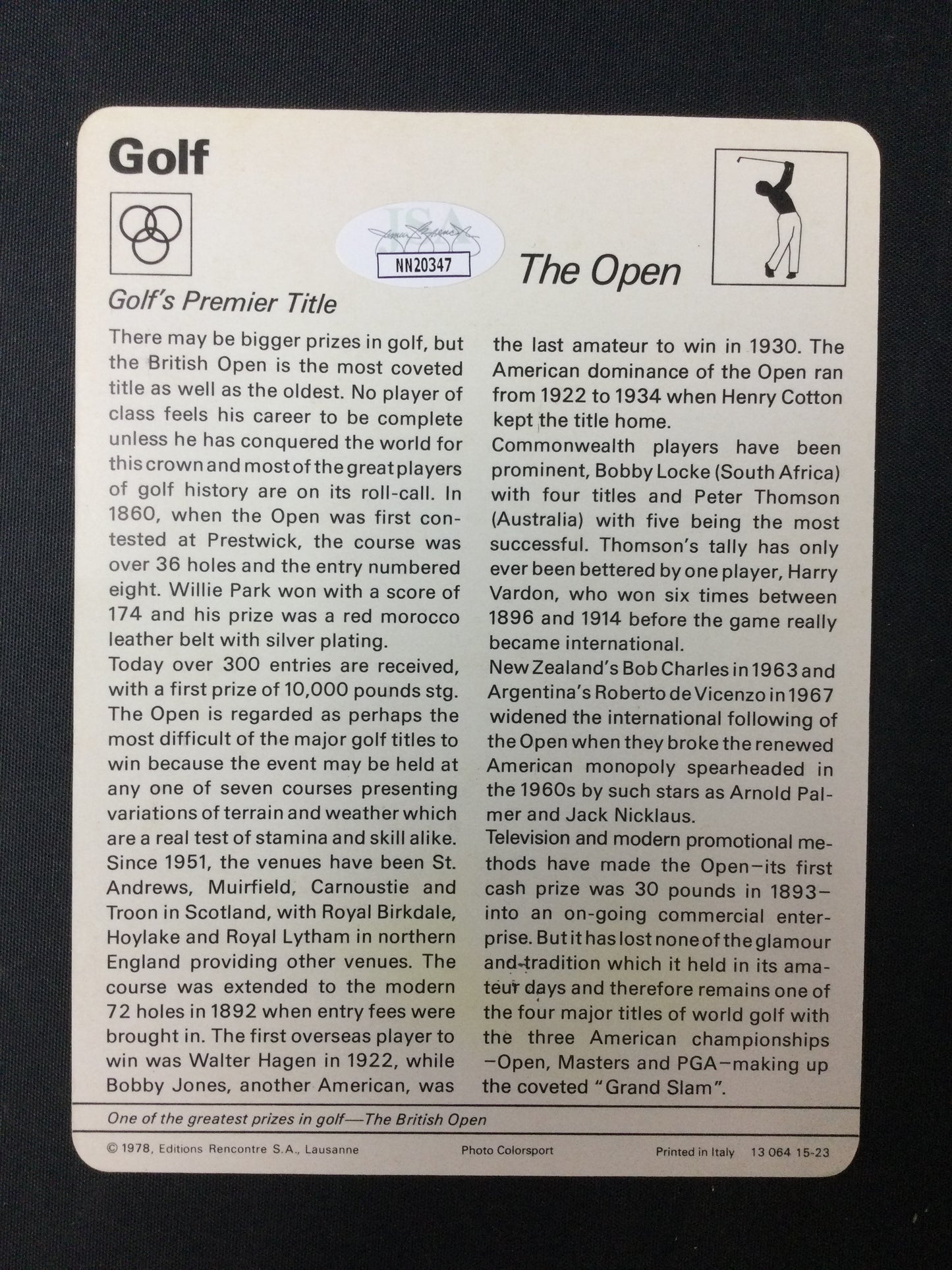 Tom Watson 1977-79 SIGNED Sportscaster Golf HOF Vintage Autograph JSA Certified