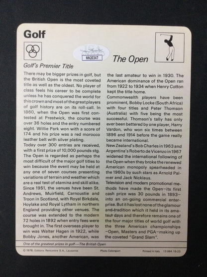 Tom Watson 1977-79 SIGNED Sportscaster Golf HOF Vintage Autograph JSA Certified