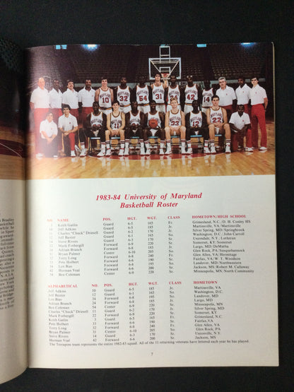 Maryland Terrapins Basketball 1983-84 Program Lefty, Len Bias and more