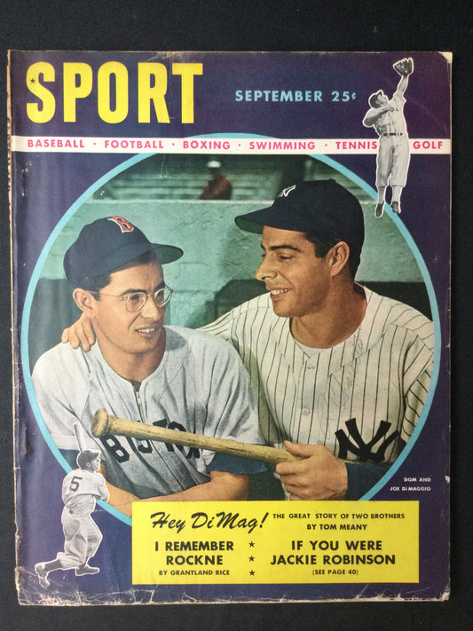 Joe DiMaggio Brothers 1951 Sport Magazine Red Sox and Yankees, story of two brothers