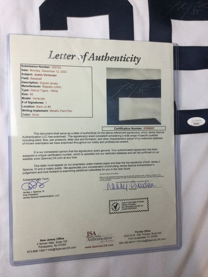 Justin Verlander SIGNED Detroit Tigers Majestic Jersey JSA LOA Tough!