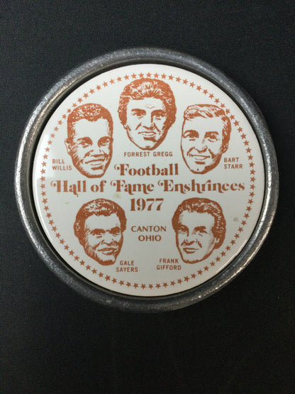 1977 Football Hall of Fame Porcelain Coaster Frank Gifford, Bart Starr, Gale Sayers