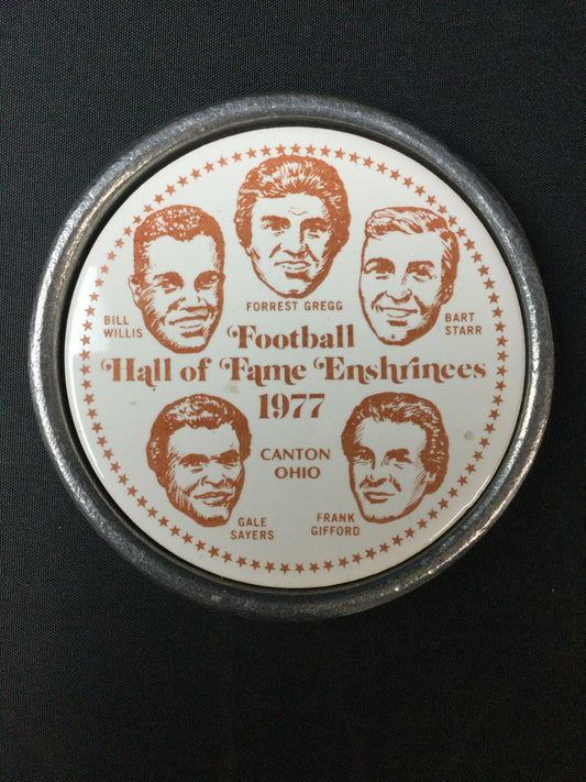 1977 Football Hall of Fame Porcelain Coaster Frank Gifford, Bart Starr, Gale Sayers
