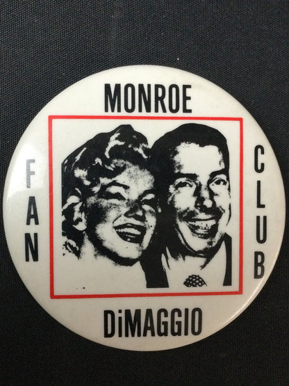 Joe DiMaggio and Marylin Monroe Fan Club 3" PIN New York Yankees