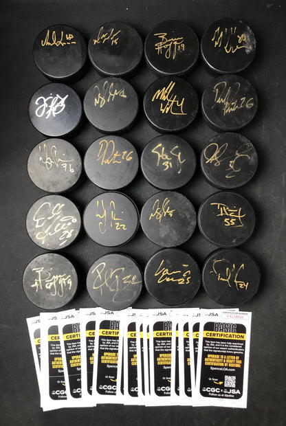 Buffalo Sabres Signed Hockey Puck Collection - 20 Mostly Different, JSA Certified