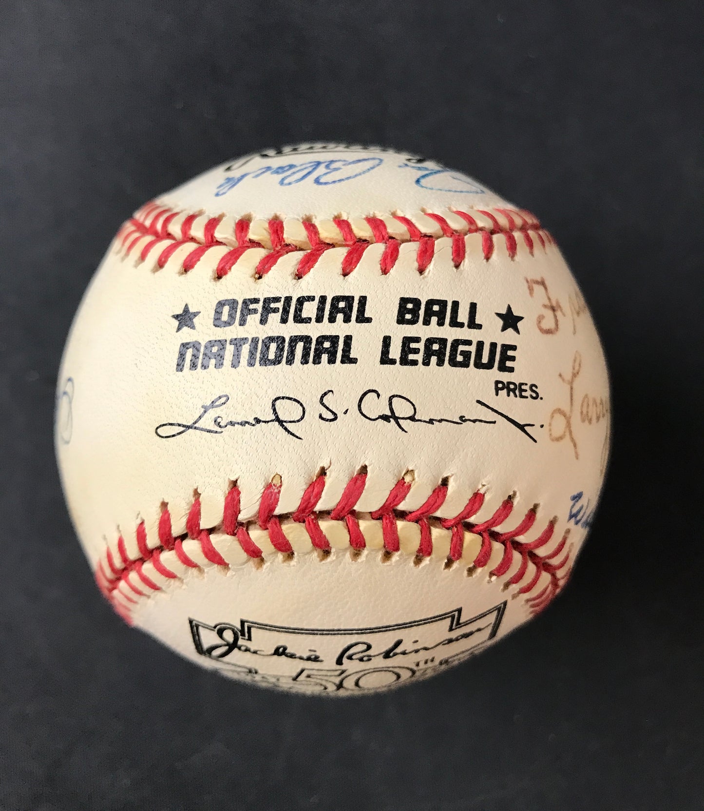 Negro League Legends Signed 50th Jackie Robinson Annv Baseball, 15 Autos with Buck O'NeilJSA LOA