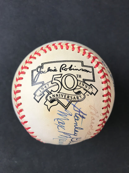 Negro League Legends Signed 50th Jackie Robinson Annv Baseball, 15 Autos with Buck O'NeilJSA LOA