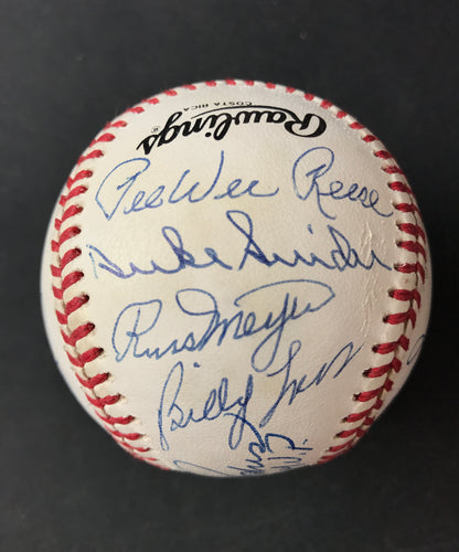 1955 Brooklyn Dodgers Team Signed Baseball Sandy Koufax, Duke, Pee Wee 13 Autographs JSA LOA