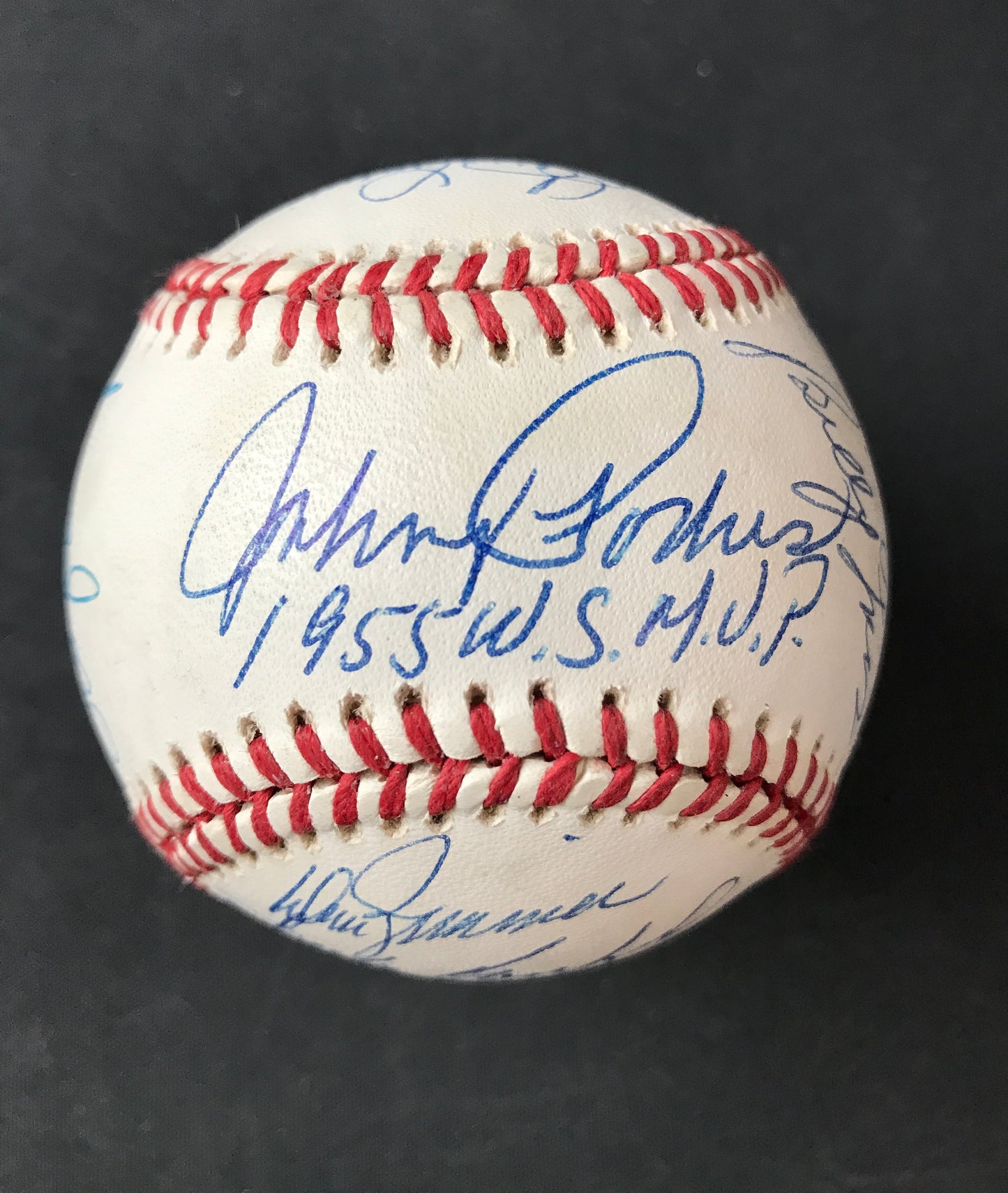 1955 Brooklyn Dodgers Team Signed Baseball Sandy Koufax, Duke, Pee Wee 13 Autographs JSA LOA