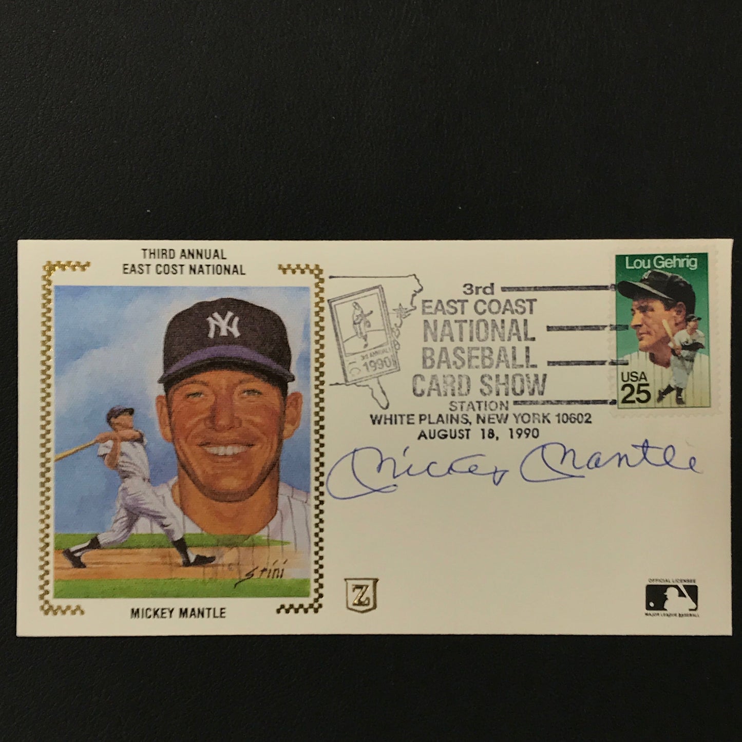 Mickey Mantle SIGNED First Day Cover East Coast Card Show PSA/DNA 9 Graded Auto Yankees