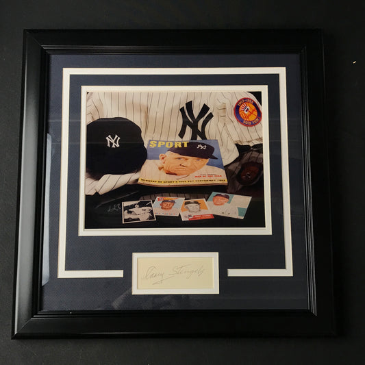 Casey Stengel signed cut with Photo, Professionally Framed JSA LOA New York Yankees HOF