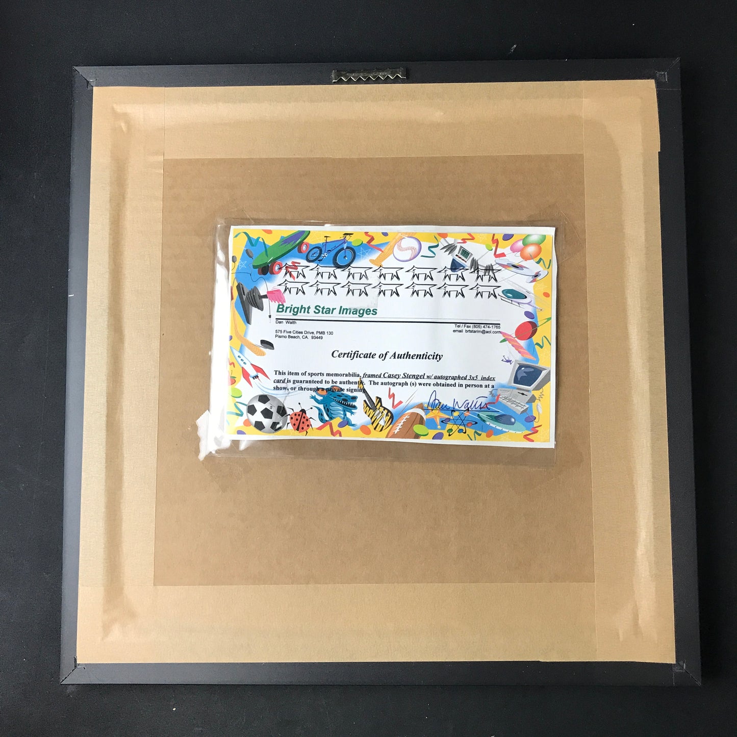 Casey Stengel signed cut with Photo, Professionally Framed JSA LOA New York Yankees HOF