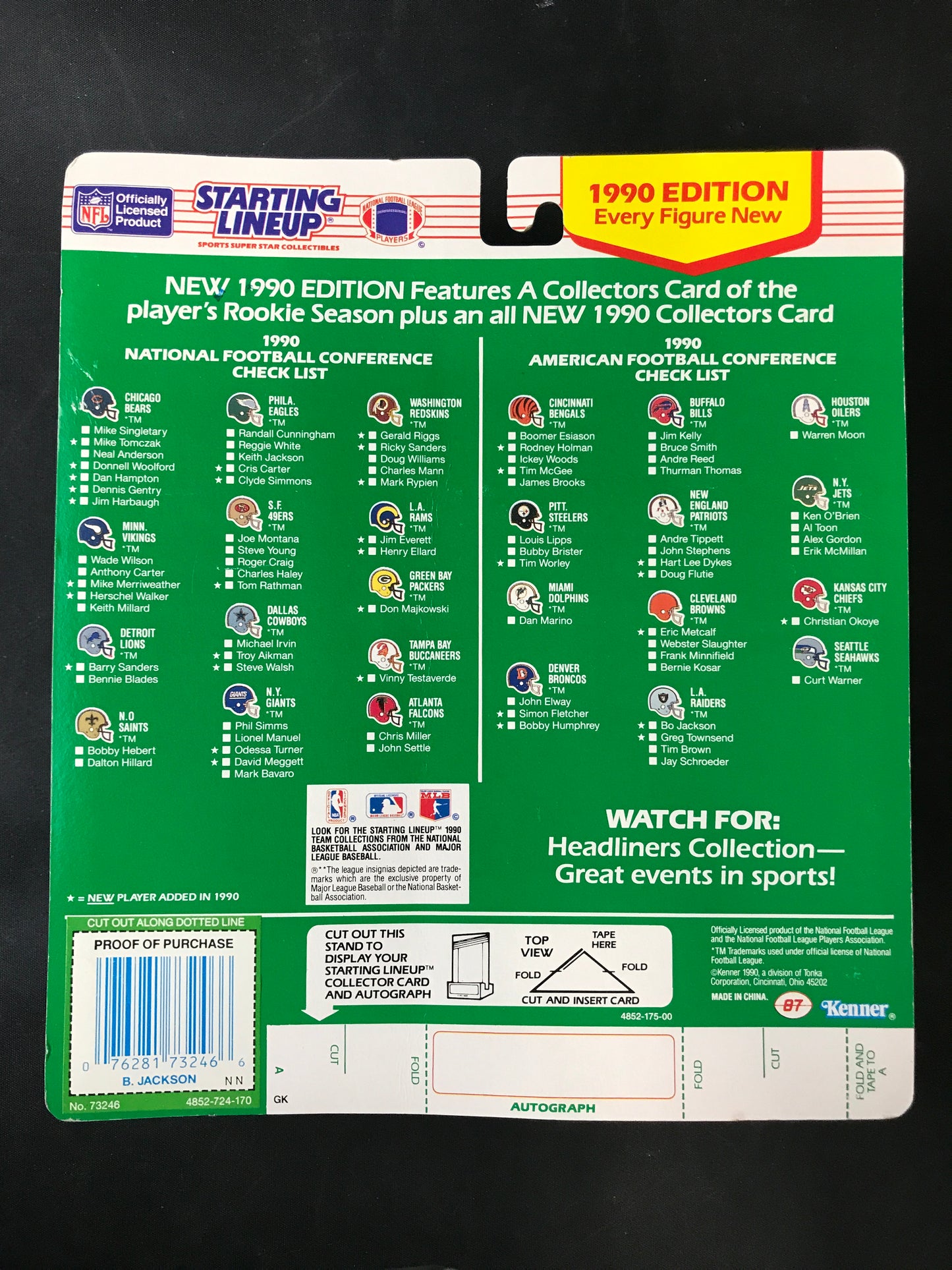 Bo Jackson Starting Lineup L.A. Raiders 1990 w/cards New in Package