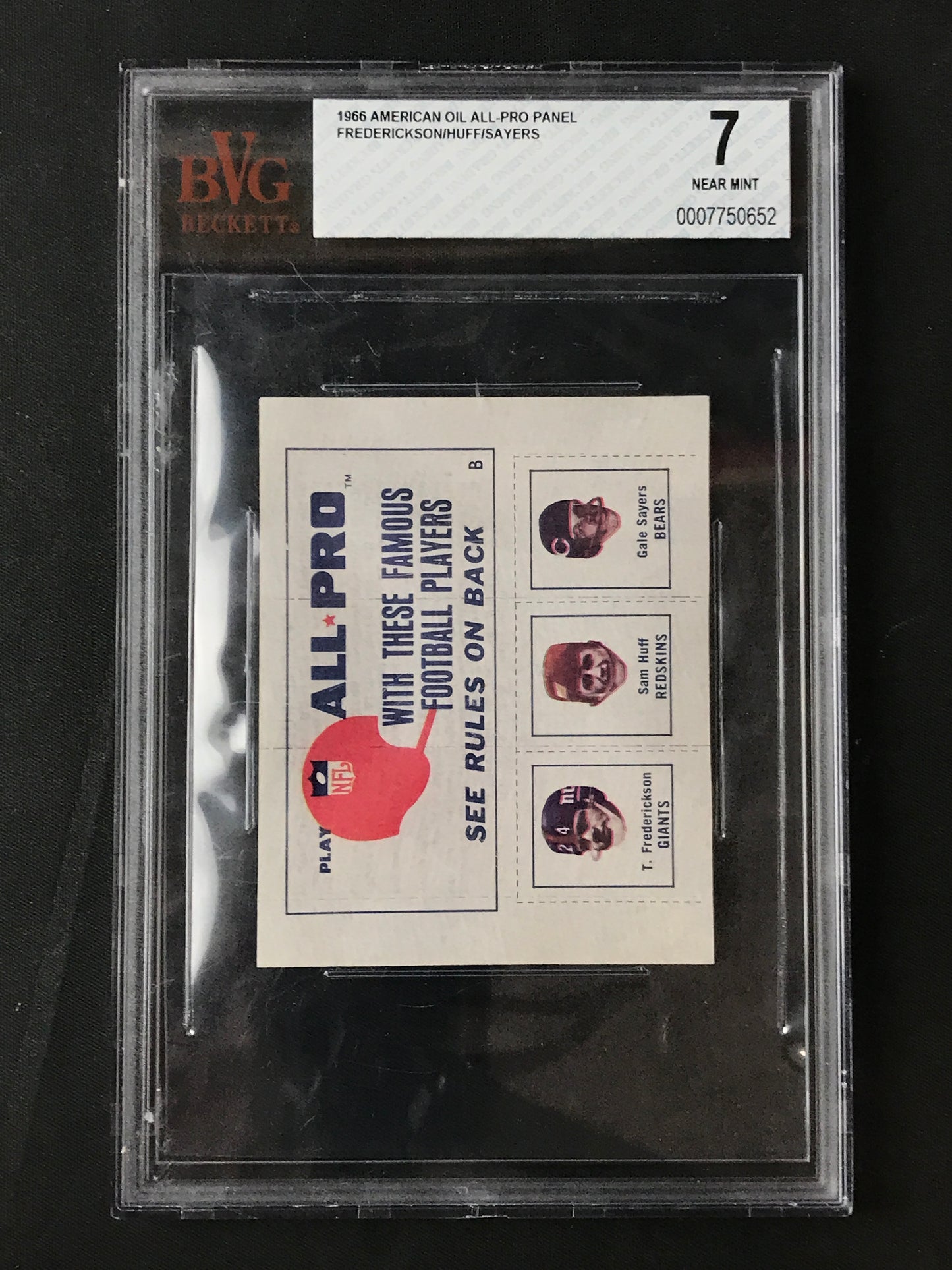 Gale Sayers (Rookie) Sam Huff, etc 1966 American Oil Panel BVG 7 Chicago Bears/Redskins Highest Graded