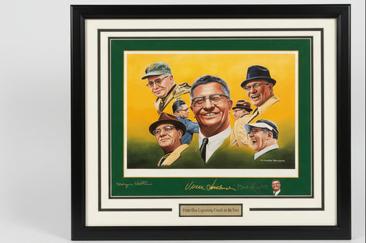 "From One Legendary Coach to the Next" Vince Lombardi Framed Bobby Knight & Morgan Wooten SIGNED JSA