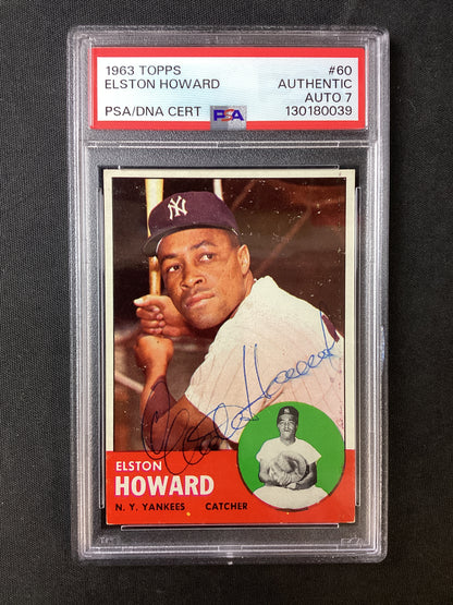 Elston Howard 1963 Topps #60 SIGNED AUTO PSA/DNA graded 7 Auto, High Grade!