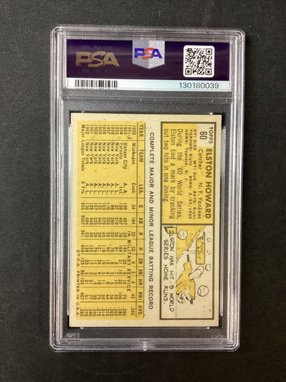Elston Howard 1963 Topps #60 SIGNED AUTO PSA/DNA graded 7 Auto, High Grade!