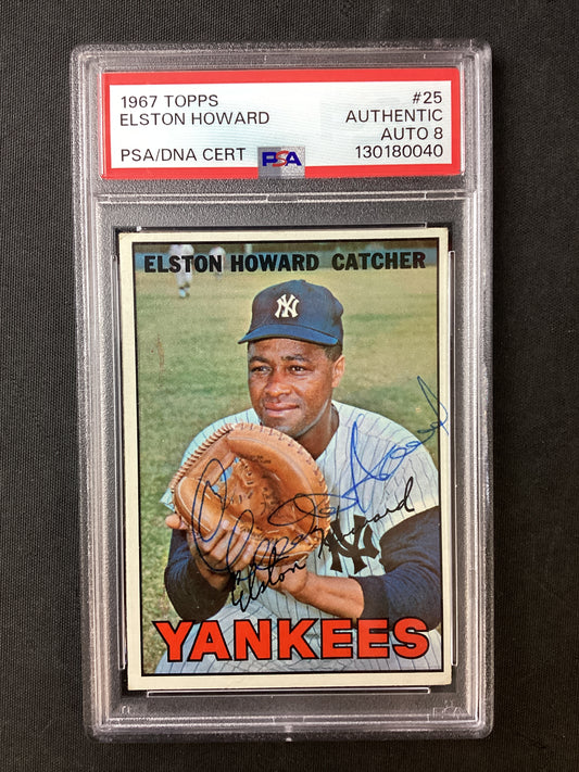 Elston Howard 1967 Topps #25 SIGNED AUTO PSA/DNA graded 8 Auto, High Grade!