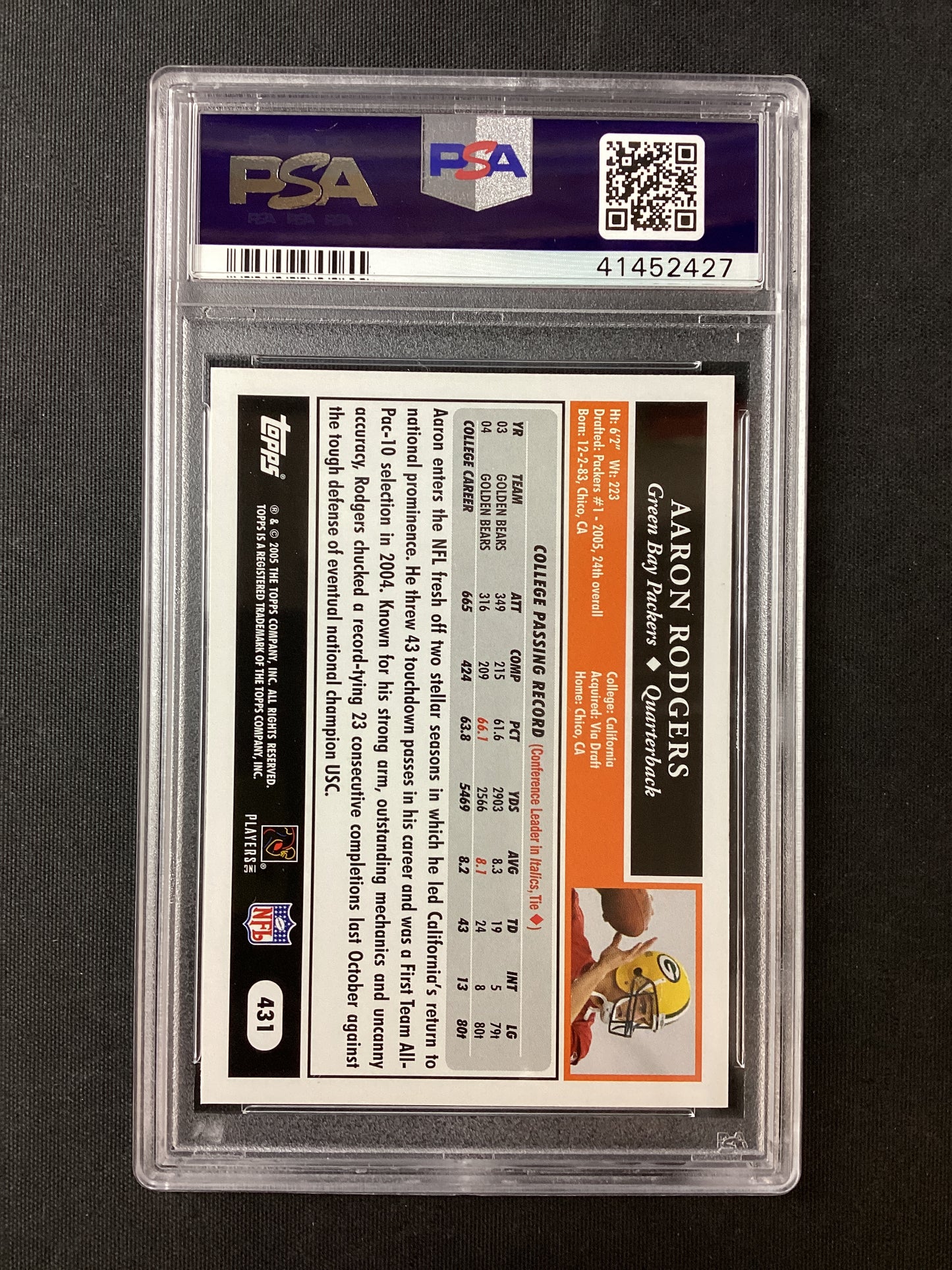 Aaron Rodgers PSA 10 -- 2005 Topps Rookie Card Future HOF, GEM MINT! Packers (Steelers)