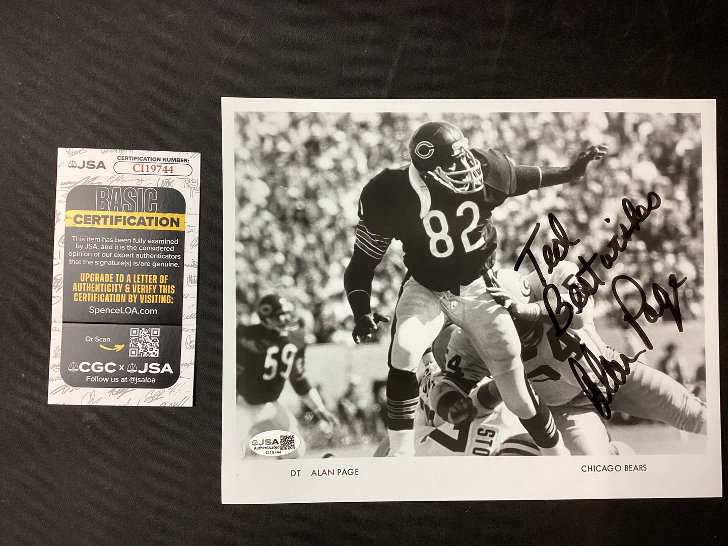Alan Page Chicago Bears HOF 8x10 Signed Photo JSA Certified