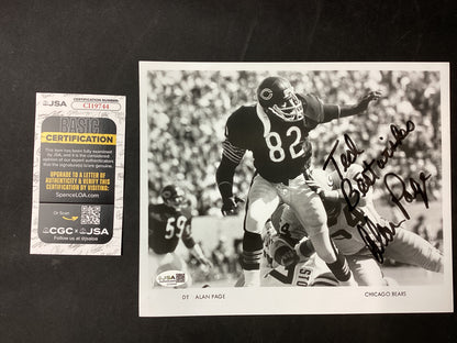 Alan Page Chicago Bears HOF 8x10 Signed Photo JSA Certified