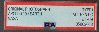Apollo 10 EARTH Type 1 Photo PSA-DNA 1969 Original Photograph!