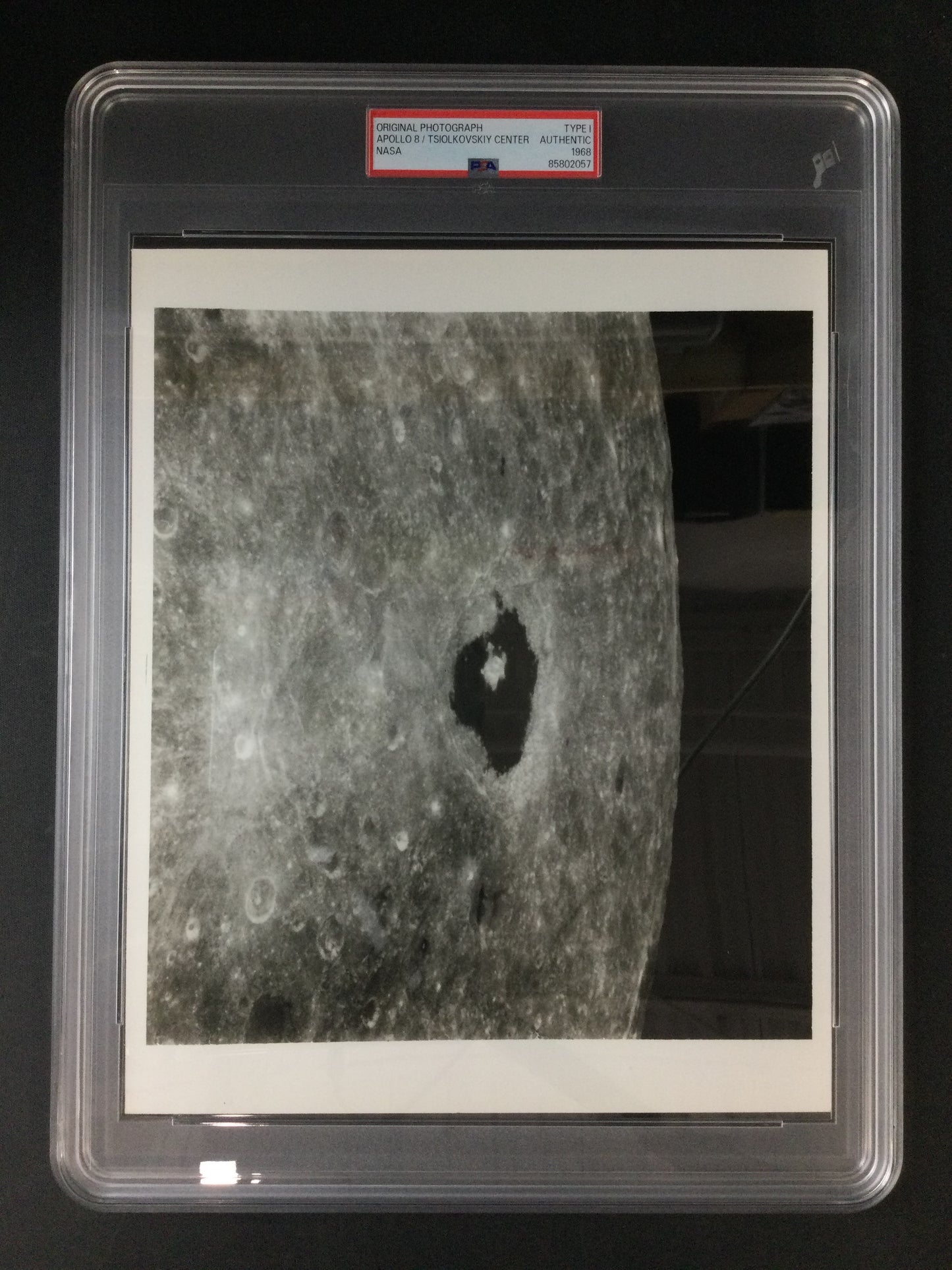 Apollo 8 Type 1 Original MOON Photo of Tsiolkovskiy Crater PSA-DNA RARE 1968