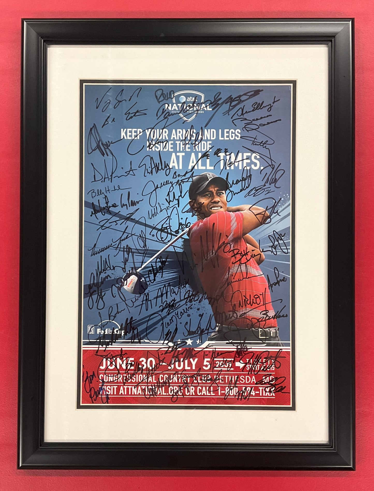 Tiger Woods and 50+ Golf Autographs AT&T National at Congressional 11x17 SIGNED Poster & Framed with JSA LOA