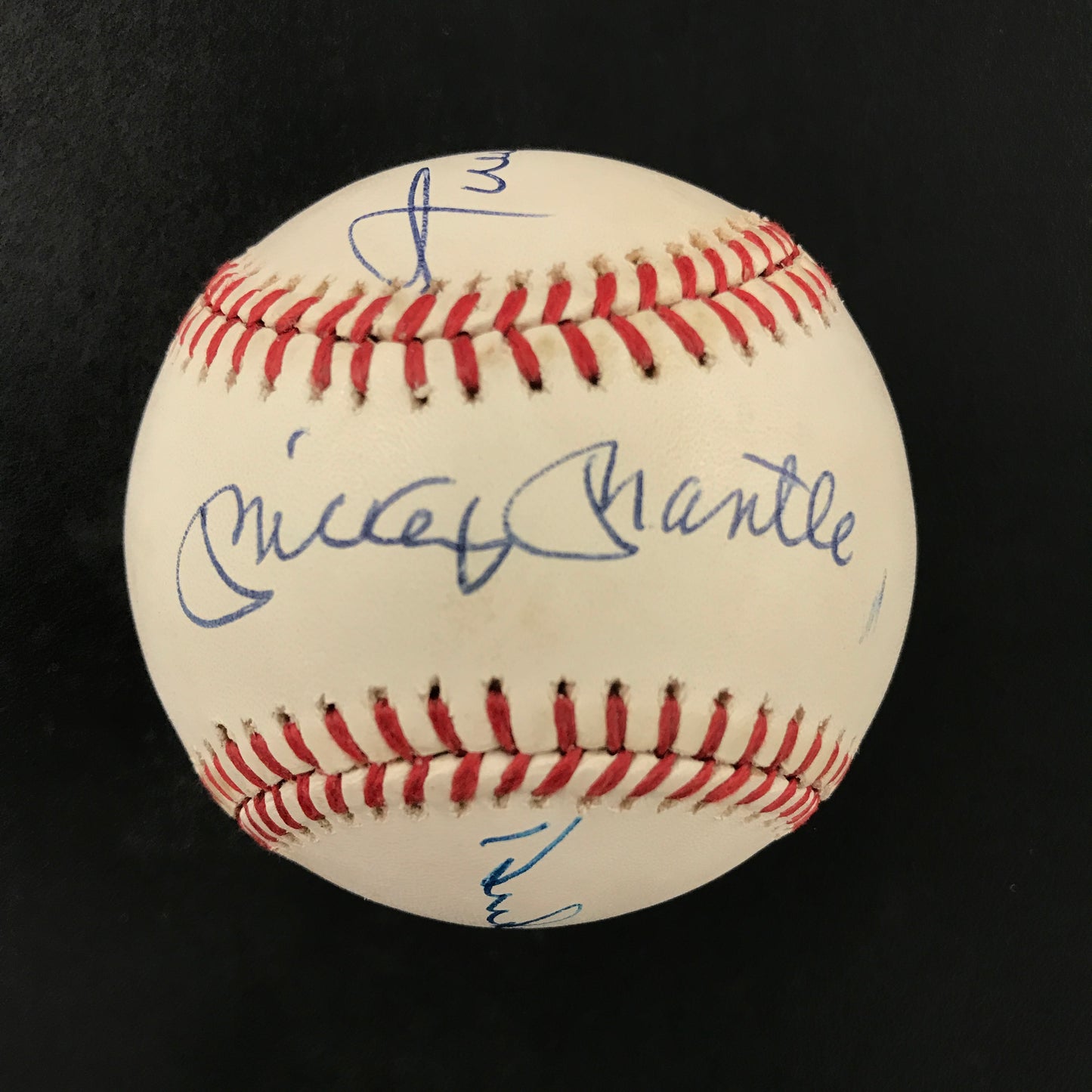 New York Centerfielders SIGNED Baseball Mickey Mantle, Willie Mays & Duke Snider Baseball JSA LOA
