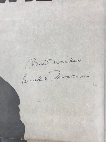 Willie Mosconi Early 1950's 17x20 SIGNED color appearance poster at Ridge Billiard Lounge JSA