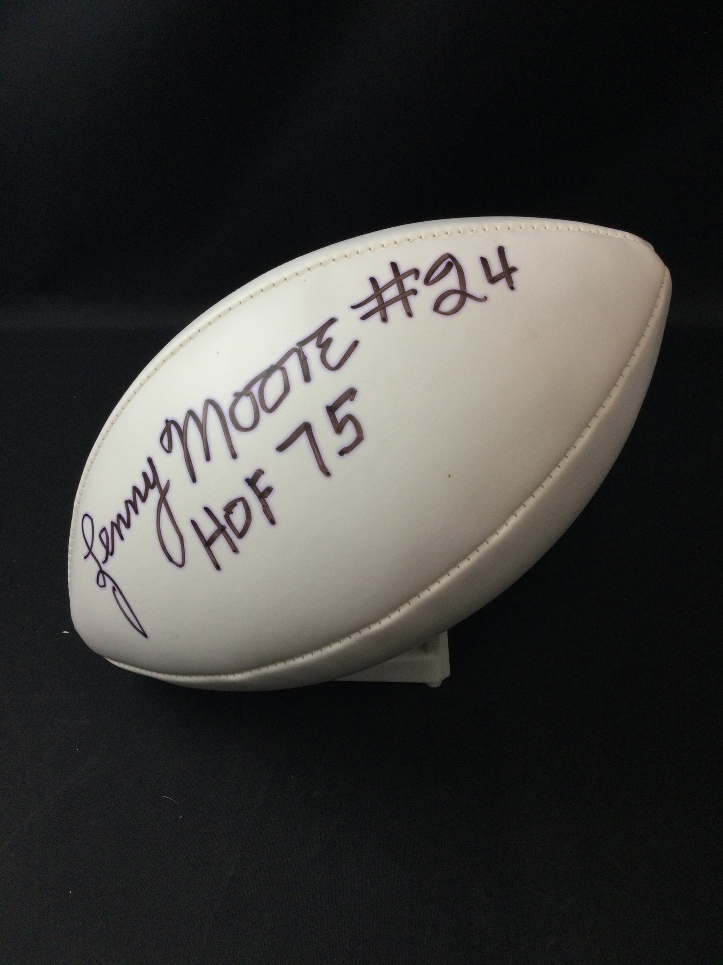 Lenny Moore Signed Football "HOF 75" Baltimore Colts, Bold Autograph JSA certified