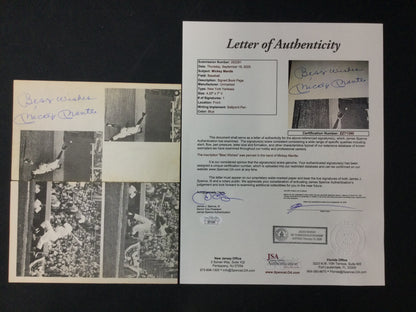 Mickey Mantle SIGNED Book Page "Best Wishes" Bold Autograph JSA LOA New York Yankees