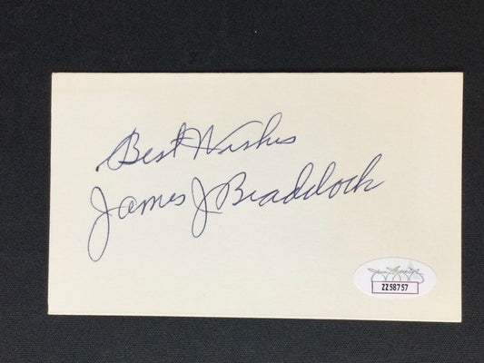 James Braddock SIGNED index "Best Wishes" Autograph JSA LOA Boxing HOF Cinderella Man