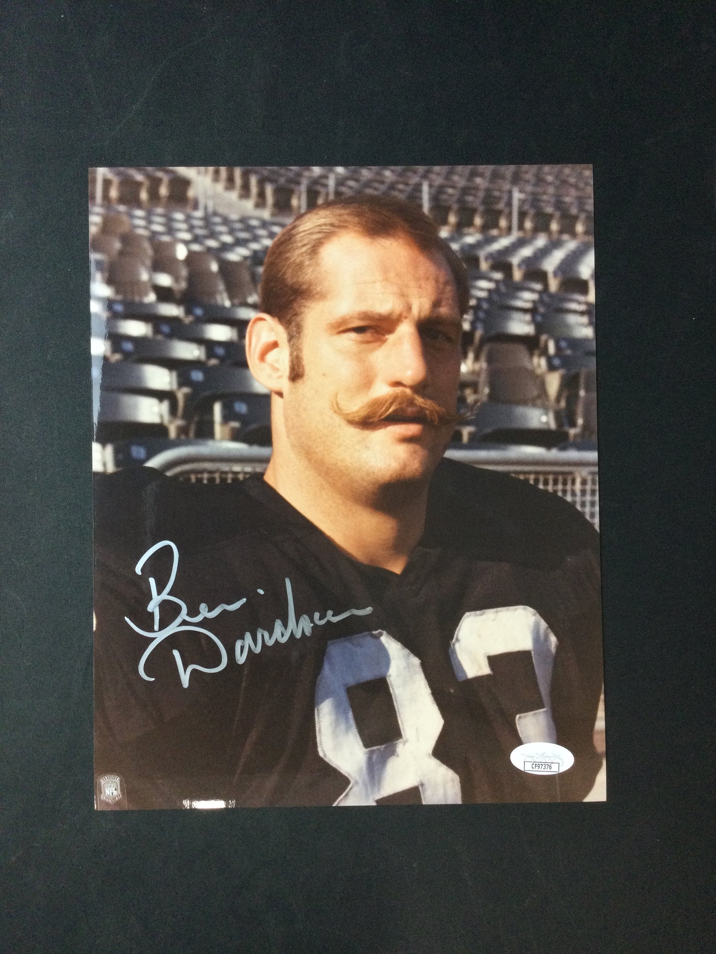 Ben Davidson 8x10 Signed of Oakland Raiders JSA Cert, handlebar moustache
