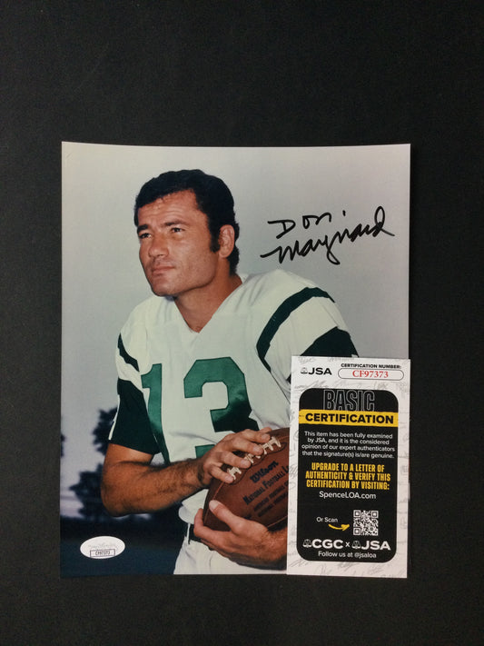 Don Maynard 8x10 Signed Photo New York Jets HOF JSA Cert