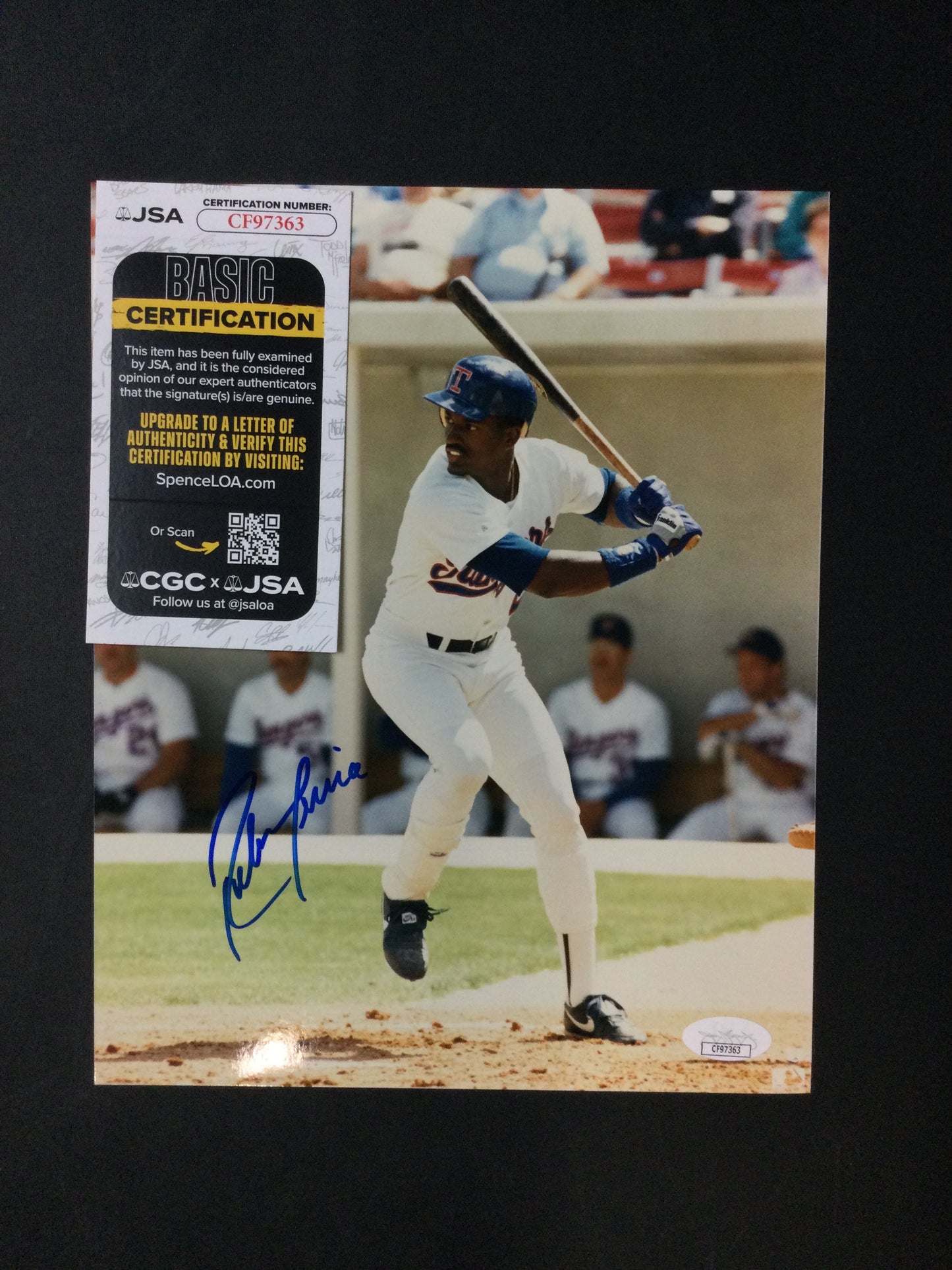 Ruben Sierra Signed 8x10 Photo Texas Rangers JSA Cert