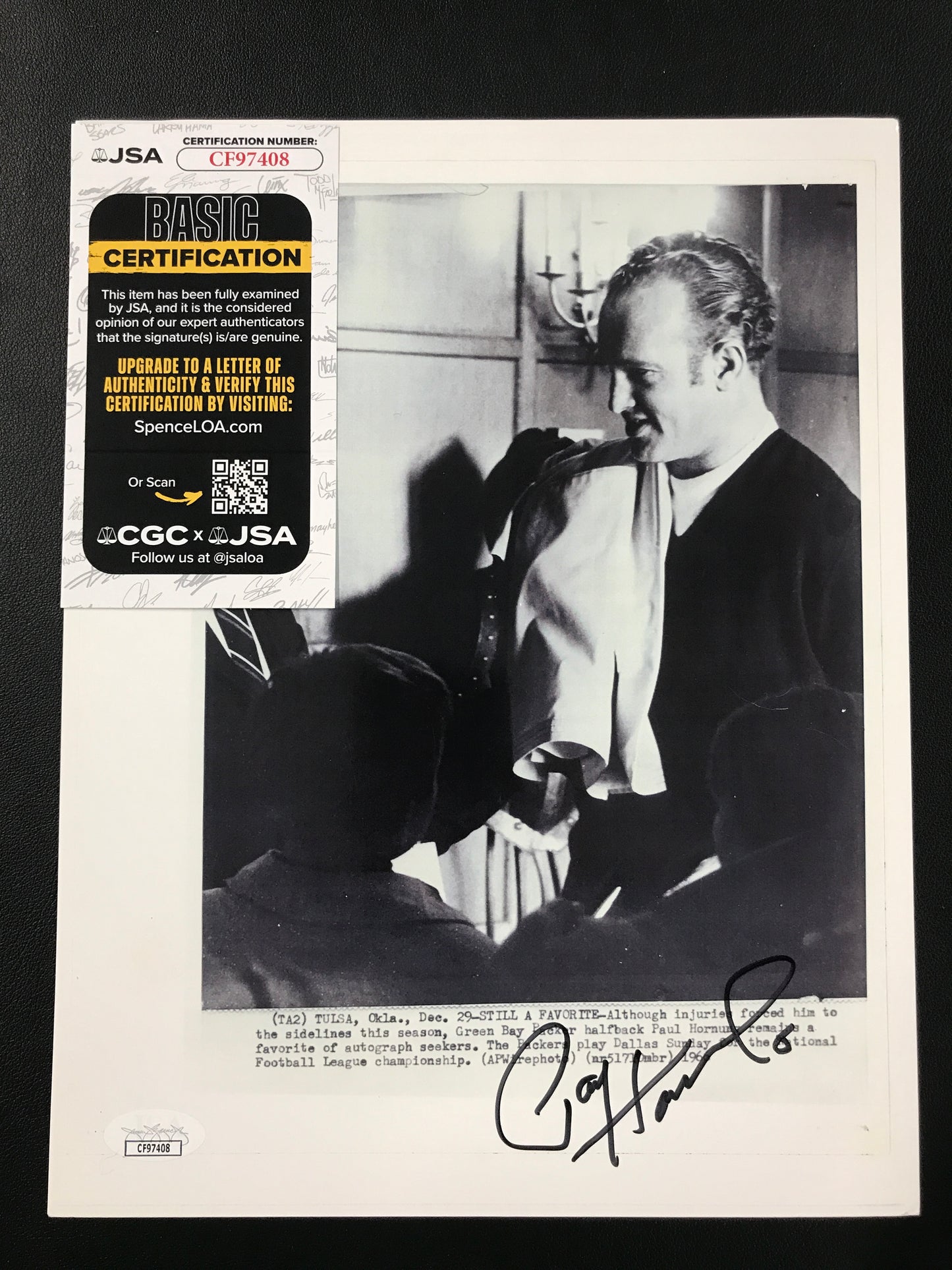 Paul Hornung Signed 8x10 Photo Green Bay Packers News JSA Cert