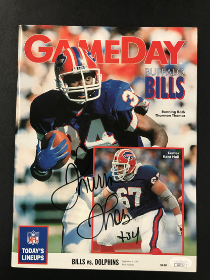 Thurman Thomas Gameday Program Autograph Buffalo Bills HOF JSA