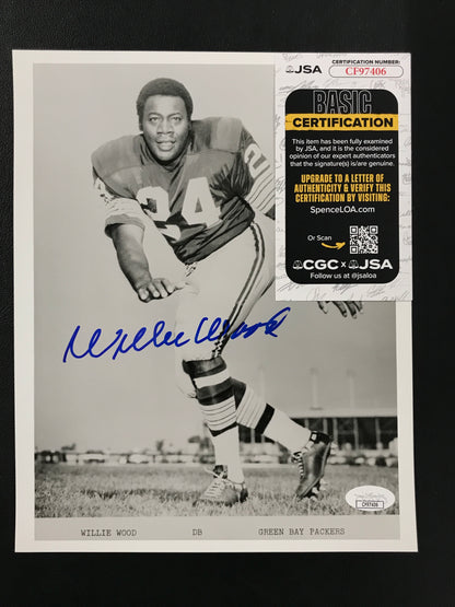 Willie Wood Signed 8x10 Team Issued Photo Green Bay Packers HOF, JSA Cert