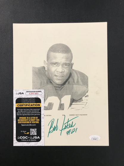 Bob Jeter Signed 8x10 Team Issued Photo Green Bay Packers HOF, JSA Cert