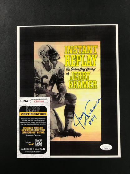 Jerry Kramer "64" Signed 8x10 Photo Green Bay Packers HOF, JSA Cert