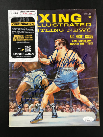 Boxing Illustrated Floyd Patterson vs. Ingemar Johansson 1961 DUAL Signed Auto JSA