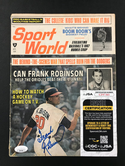 Frank Robinson 1967 Sports World Signed Magazine Baltimore Orioles Autograph JSA