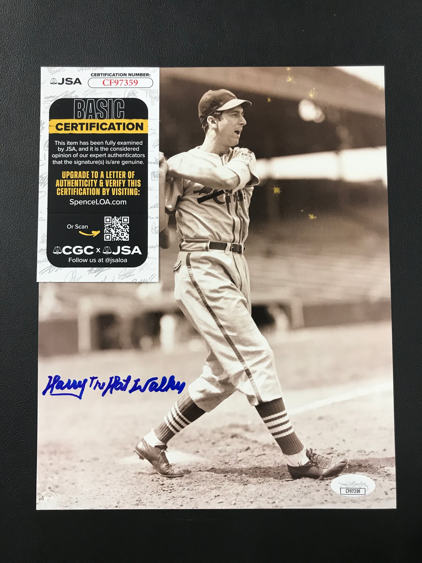 Harry "The Hat" Walker Signed 8x10 Photo St. Lous Cardinals JSA Certified