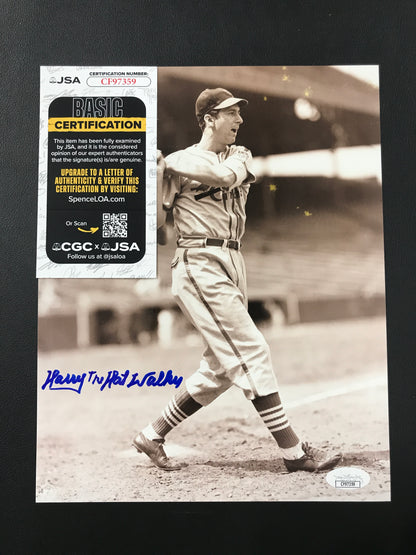 Harry "The Hat" Walker Signed 8x10 Photo St. Lous Cardinals JSA Certified
