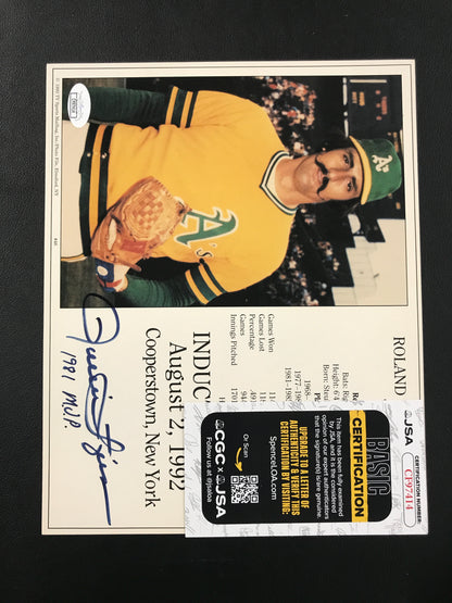 Rollie Fingers Signed 8x10 Stat Photo Oakland A's "1981 M.V.P" JSA Certified