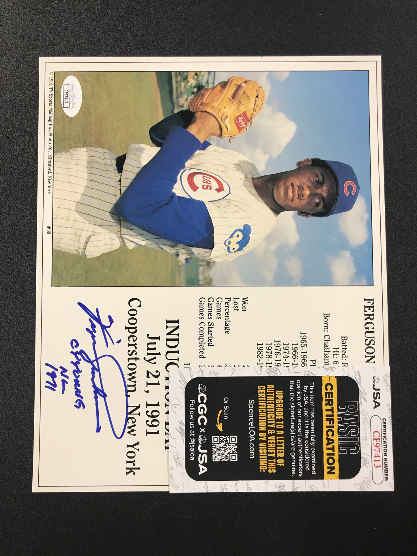 Fergie Jenkins Signed 8x10 Stat Photo Chicago Cubs "CY Young 1971" JSA Certified